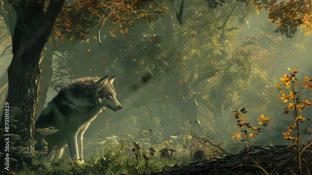 Poster The forest is alive with the sounds of birds chirping and the occasional howl of a distant wolf creating an enchanting backdrop for the feast.