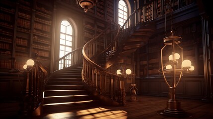 A polished wooden stairs 