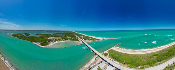 Panoramic view over Sebastian Inlet in Brevard County on Florida's Space Coast