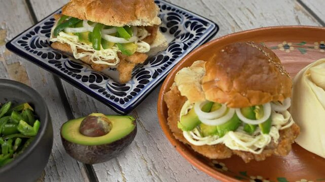 Mexican Food, Cemitas from puebla Mexico, Pan right shot