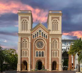 Assumption Cathedral on Chao Phraya River in BKK Thailand  magnificent structure architecturally majestically built a Roman Catholic Church founded by French Missionaries and Built in 1821