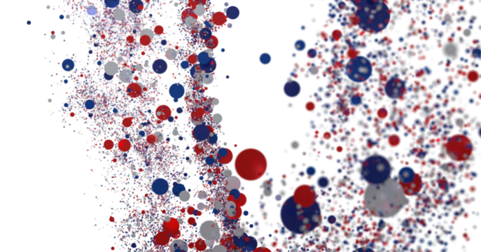 Confetti - Red white blue shiny confetti Confetti on white background, isolate, tricolor concept, independence and freedom day USA