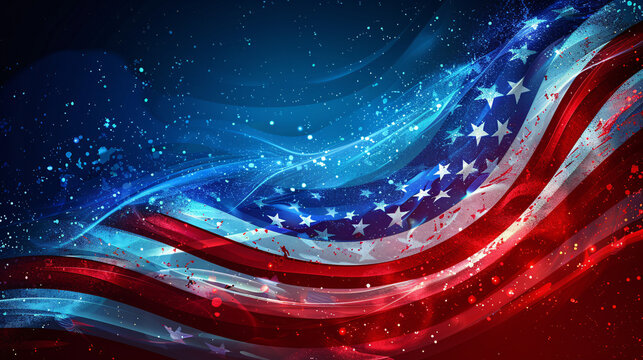 A festive 4th of July background with patriotic decorations, 