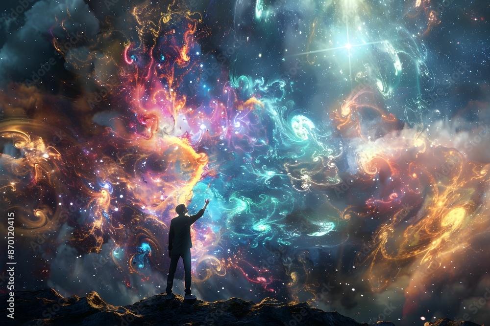 Canvas Prints an enchanting kaleidoscope of vibrant nebulae and glimmering stars in the vast expanse of a distant 