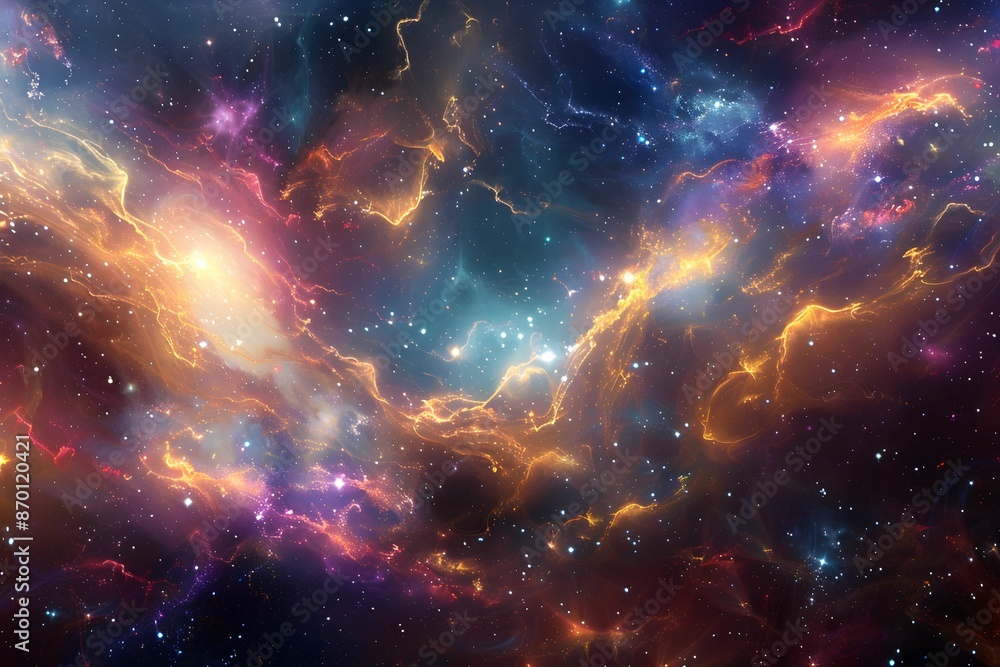 Canvas Prints an enchanting kaleidoscope of vibrant nebulae and glimmering stars in the vast expanse of a distant 