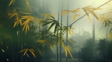 A Bamboo Forest at Dusk: Nature Background Evoking a Sense of Nostalgia