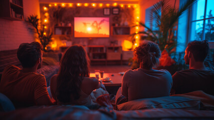 Cozy Movie Night with Diverse Friends