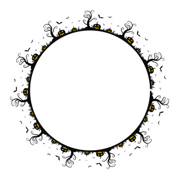 Hand drawn halloween frame template design