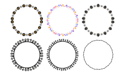 Hand drawn halloween frame template design collection