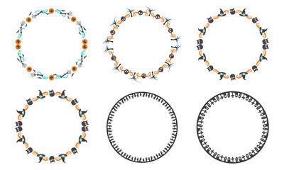 Hand drawn halloween frame template design collection