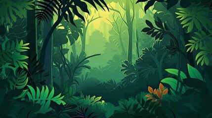 A lush forest nature background with vibrant green foliage