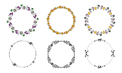 Hand drawn halloween frame template design collection