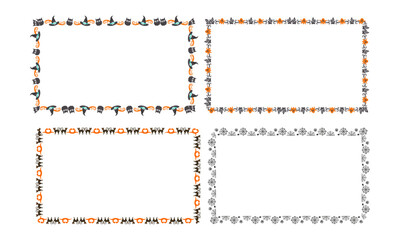 Hand drawn halloween frame template design collection