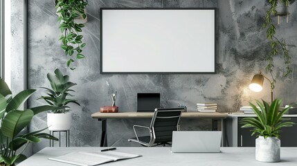 Home Office Wall Poster: Frame Mockup for ISO A Paper Size