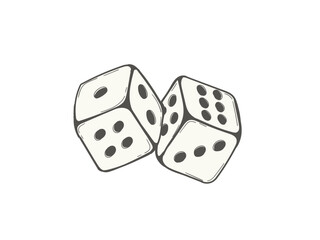 Hand drawn two game dices. Casino games symbol minimal design