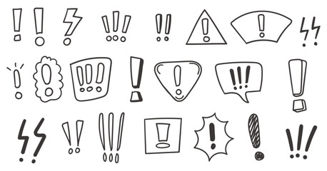 Set of hand drawn exclamation marks vector