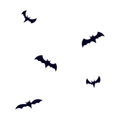 Hand drawn bat silhouettes for halloween celebration on white backgound