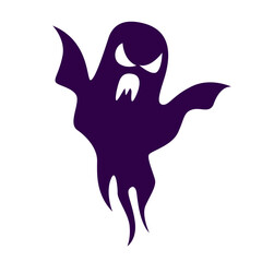 Hand drawn flat halloween ghost illustration on a white