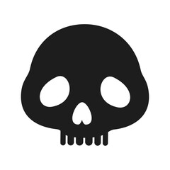 Hand drawn skull silhouette illustration on white background