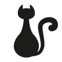 Silhouette of a cat illustration on a white background