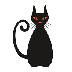 Silhouette of a cat illustration on the white background