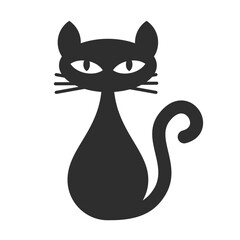 Silhouette of a cat on white background