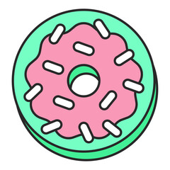 Colorful glazed donuts flat illustration on a white background