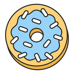 Colorful glazed donuts flat illustration on white background