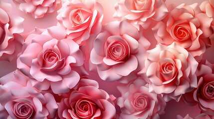 Rose Flower Background: Top View for Wedding Invitation Cards with Empty Space