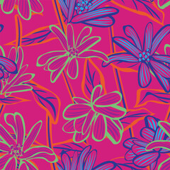 Colourful Botanical Floral Seamless Pattern Design