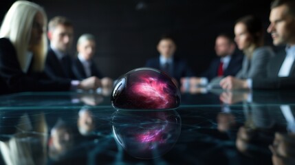 Fototapeta premium Futuristic Business Meeting with Holographic Technology in Modern Conference Room