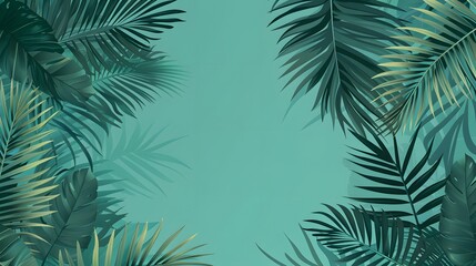 tropical leaf background with copy space