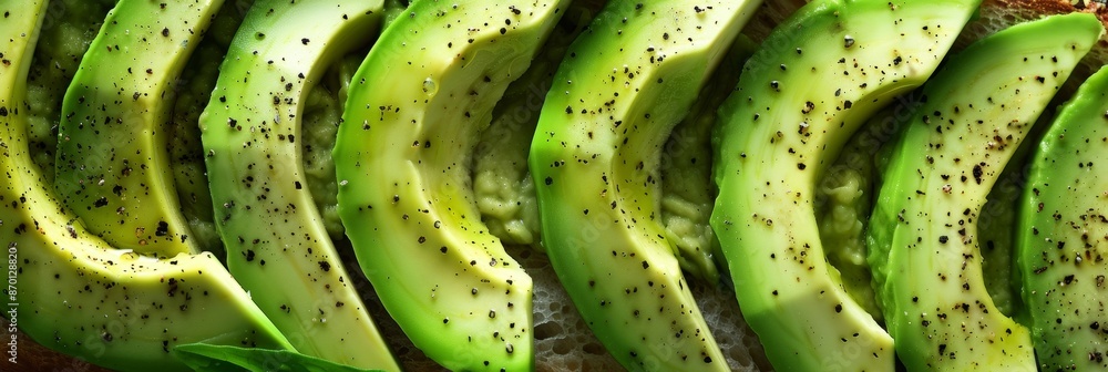 Poster a closeup of a mouthwatering avocado toast showcasing the beautiful contrast between the slices of c