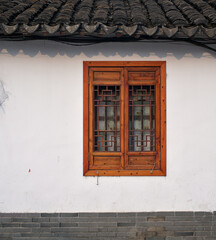 roof, window and wall of a chinese traditional house