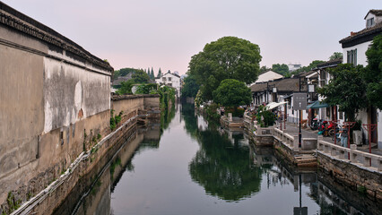 old town built along the river in suzhou china