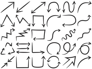 Hand-drawn arrow doodle Vector Illustration, sketch style design elements set