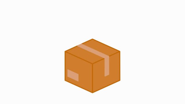 Parcel care standard step of delivery service in icon animation. unboxing package . seamless loop animation.  3d simple concept. 