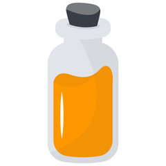 Magic Bottle Potion with Liquid. Isolated on White Background. Vector Illustration in Cartoon Design Concept.
