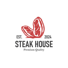 Vintage barbecue grill illustration template fresh meat logo design