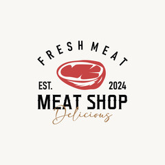 Vintage barbecue grill illustration template fresh meat logo design
