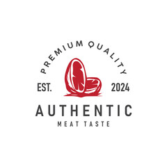 Obraz premium Vintage barbecue grill illustration template fresh meat logo design