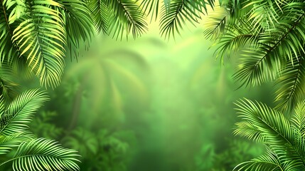 tropical leaf with light green bokeh background