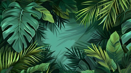 tropical leaf on dark green background