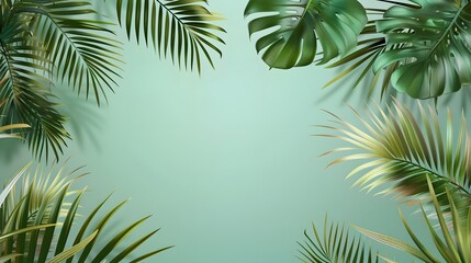 tropical leaf background with copy space