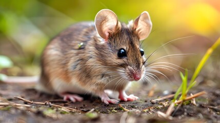Field Mouse. isolated. striped field mouse. 