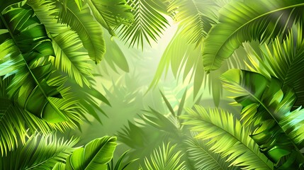 tropical leaf with light green bokeh background