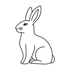 Line art of rabbit cartoon logo vector