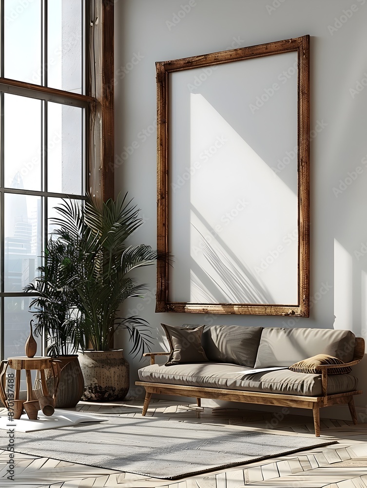 Aufkleber 3d mockup of iso a paper size frame with minimalist modern design and clean white backdrop