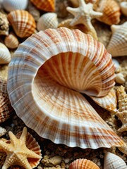 Obraz premium Close Up Of A Seashell With A Starfish.