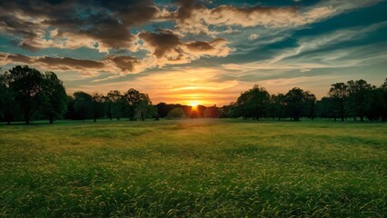 Obraz premium grassland sky grass background park stunning